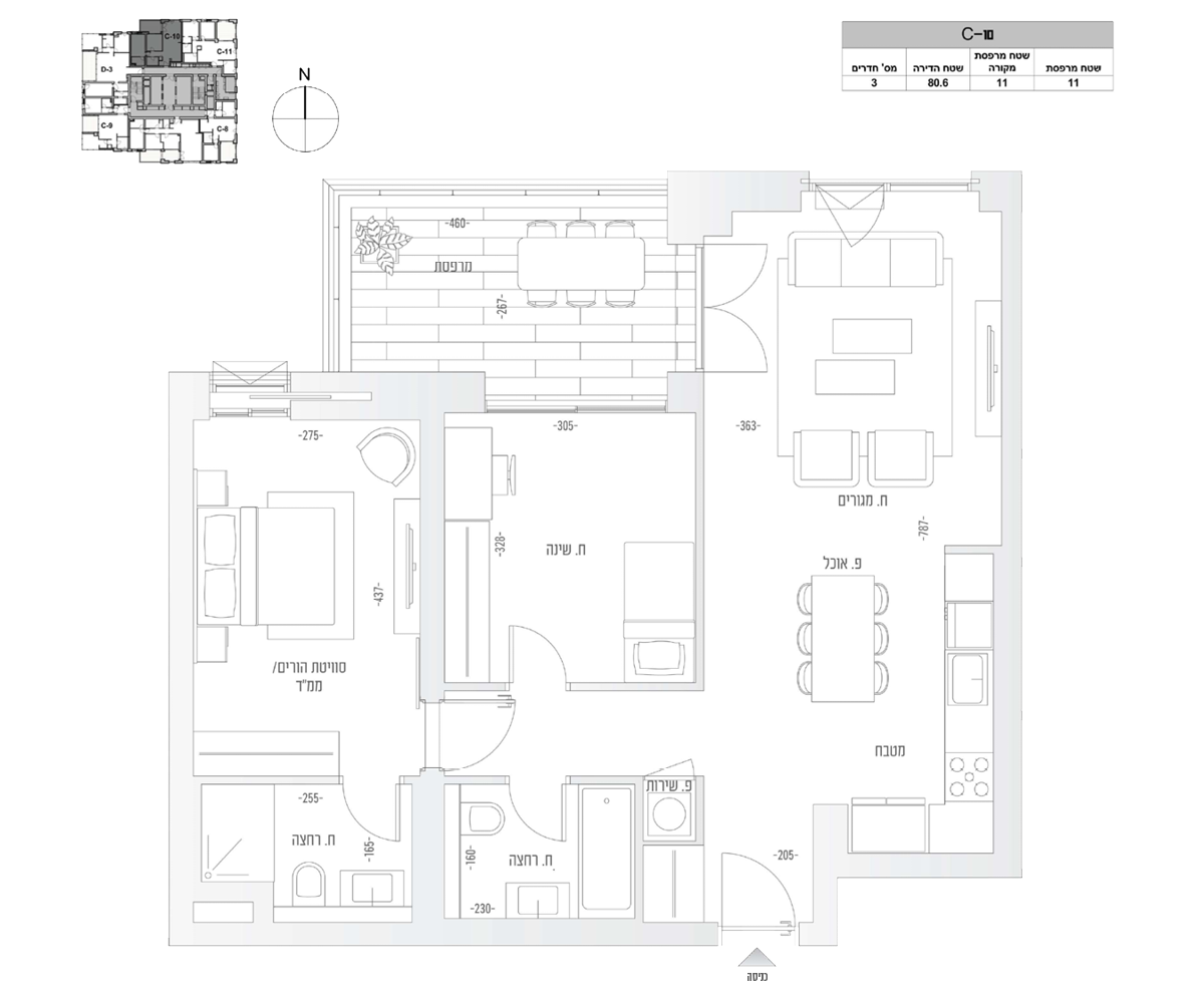 דירה 3 חדרים (C10 דגם)